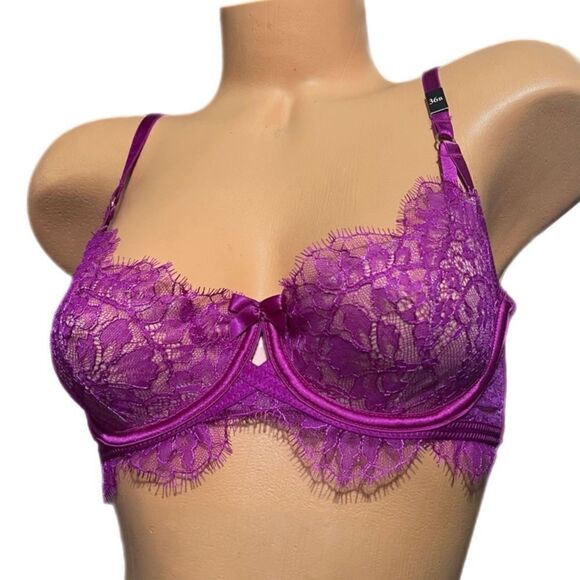 Victoria’s Secret Very Sexy Unlined Demi chantillí lace bra magenta - Picture 2 of 4